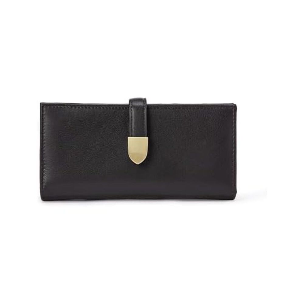 Amazon Essentials Womens Leather Clutch Wallet - Black